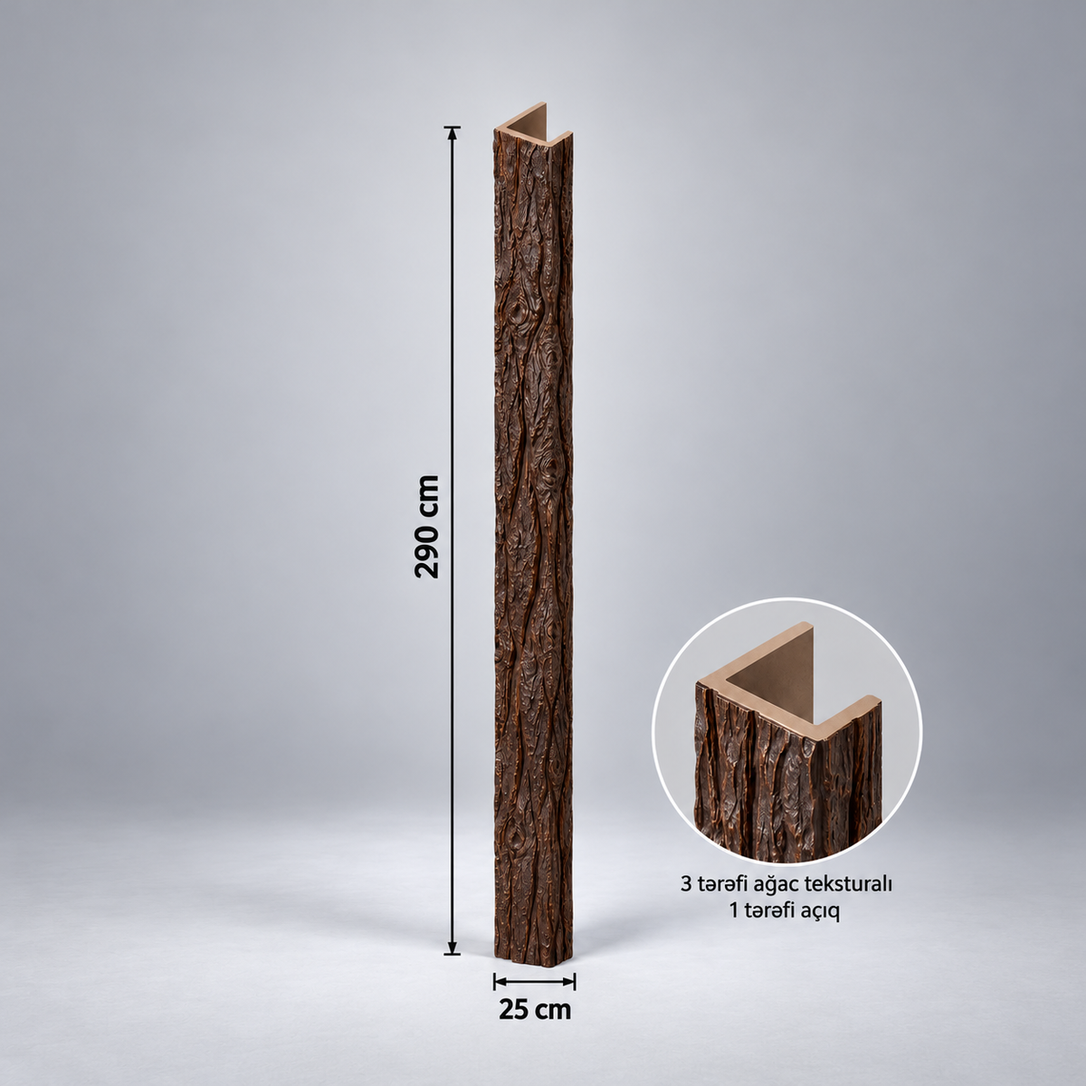 Tumba 290x25csm - Qəhvəyi ağac tekustura