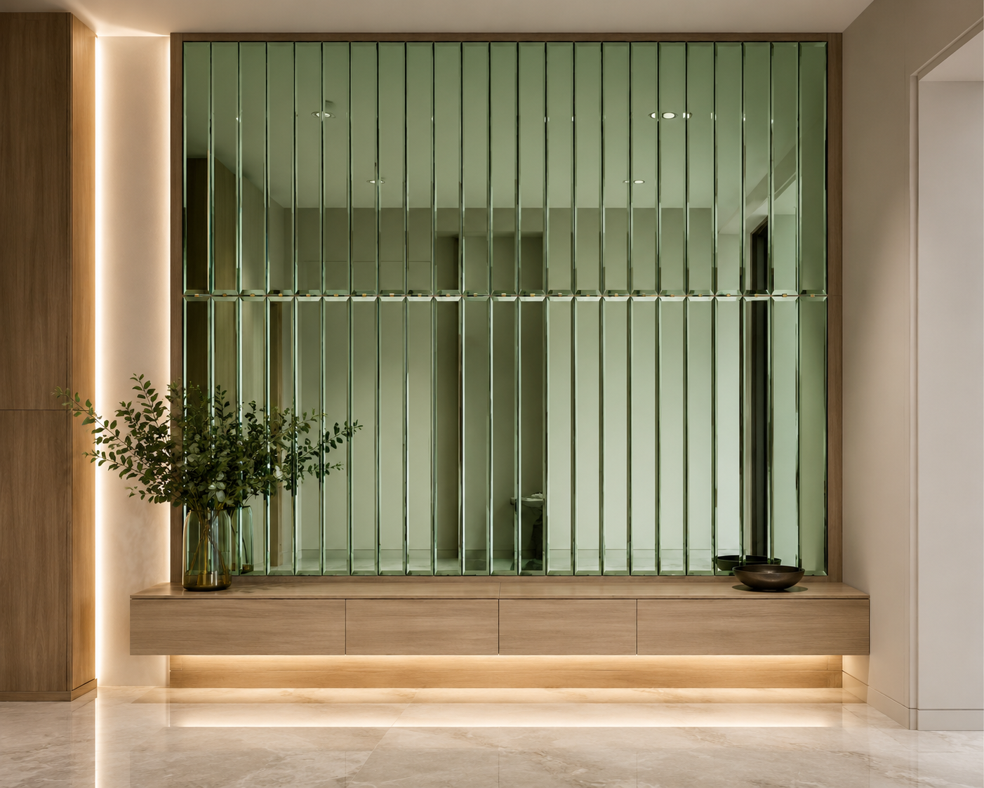 Arxası Yapışqanlı Yaşıl Xətli Güzgü – 30×60 sm