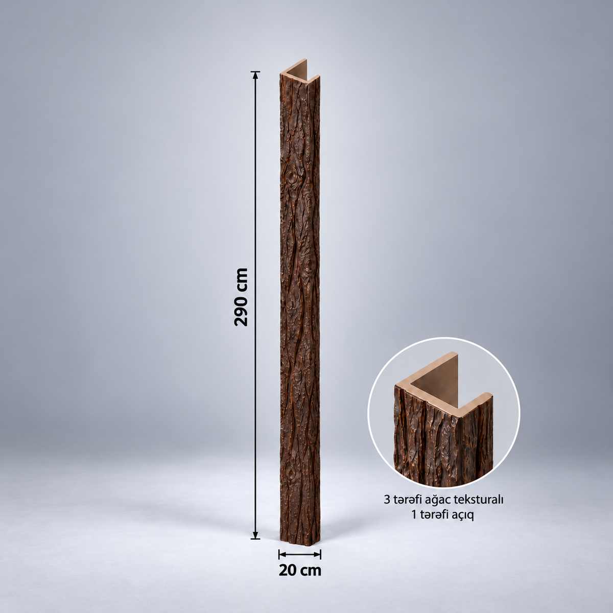 Tumba 290x20 sm - Qəhvəyi ağac tekustura