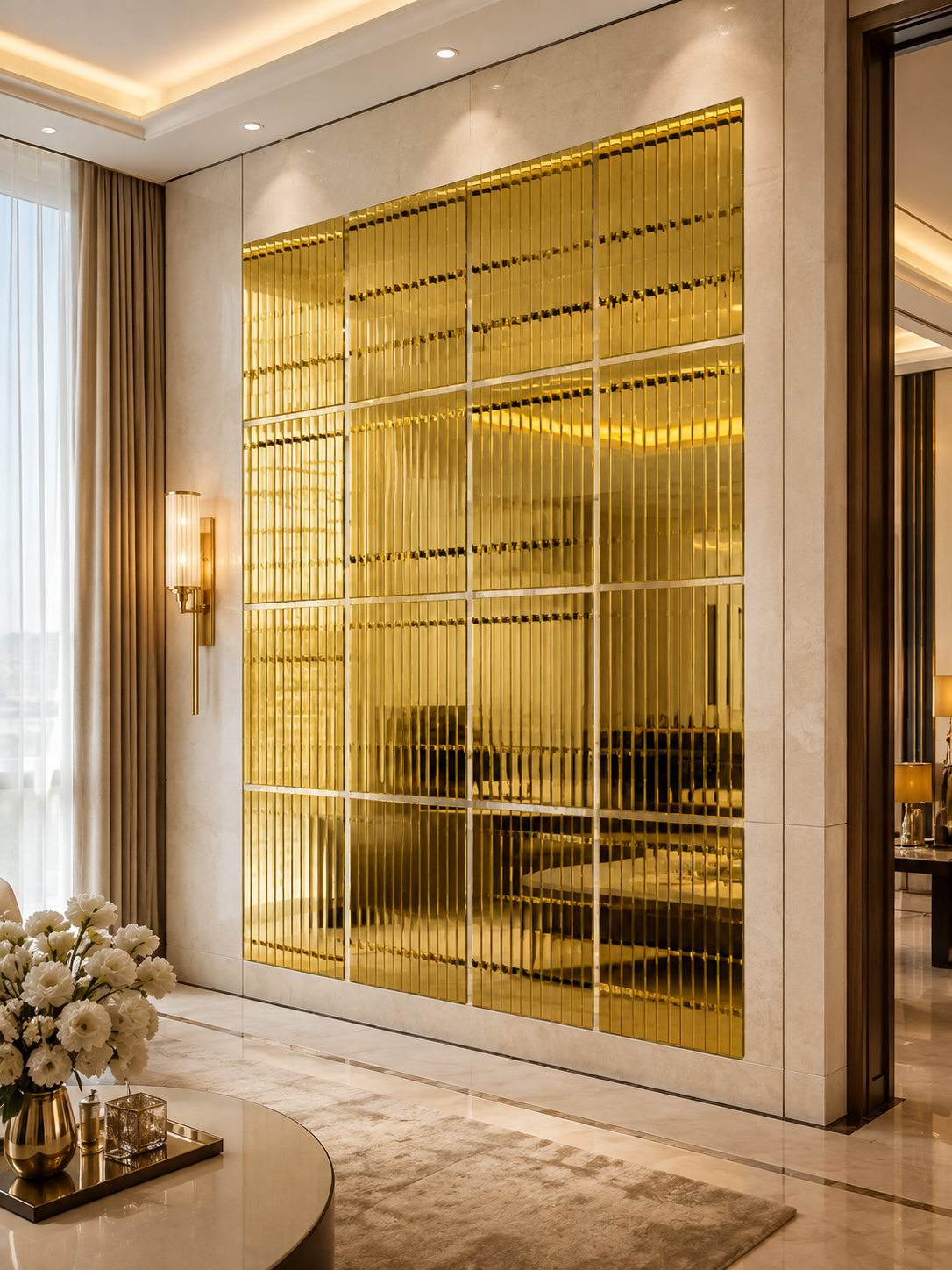 Arxası Yapışqanlı Qızılı Xətli Güzgü – 30×60 sm