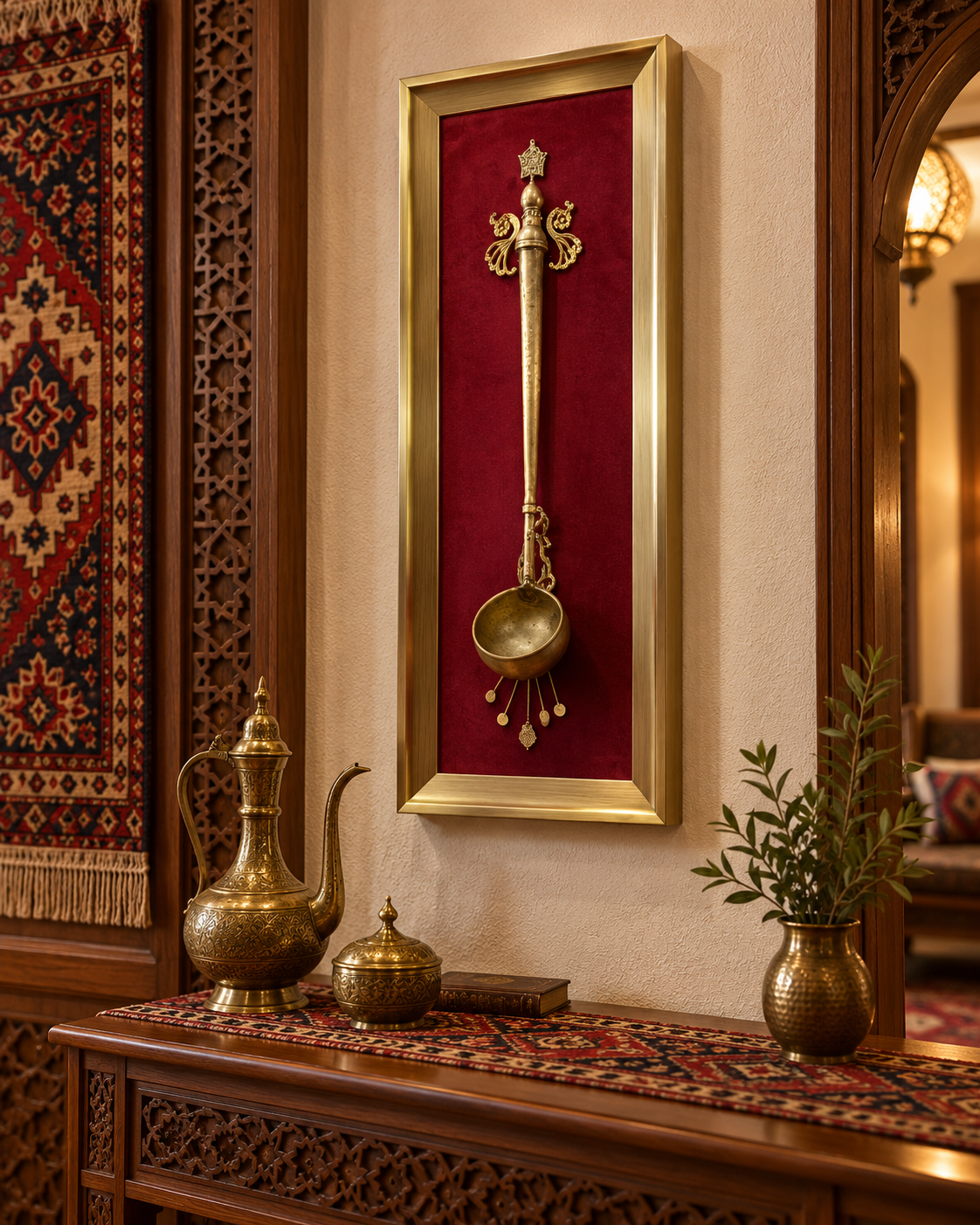 Premium Dekorativ Divar Tablosu – Qızılı Ornamentli