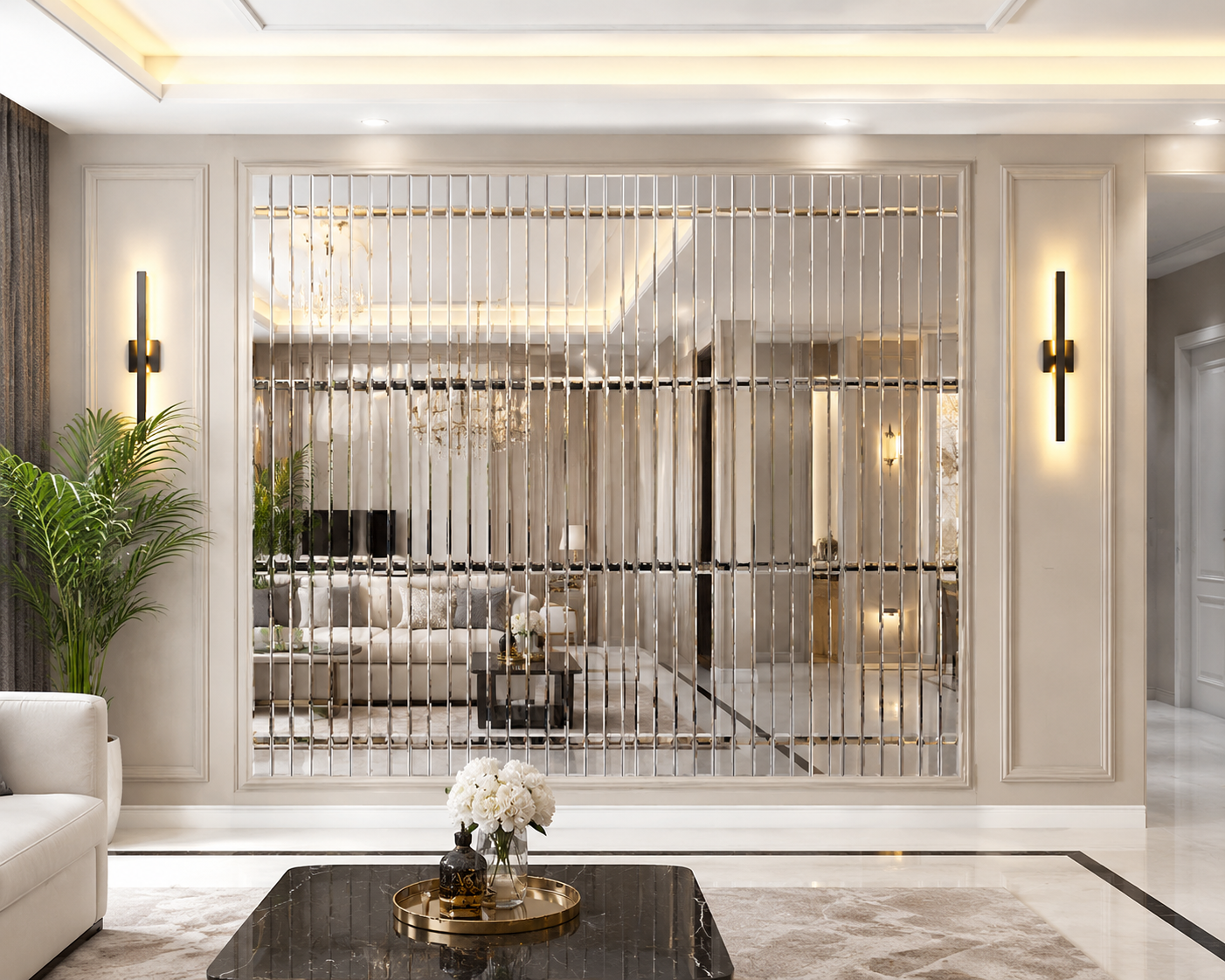 Arxası Yapışqanlı Gümüşü Xətli Güzgü – 30×60 sm