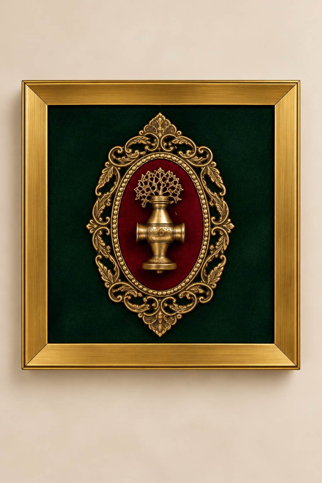 Premium Dekorativ Divar Tablosu – Qızılı Klassik Ornament