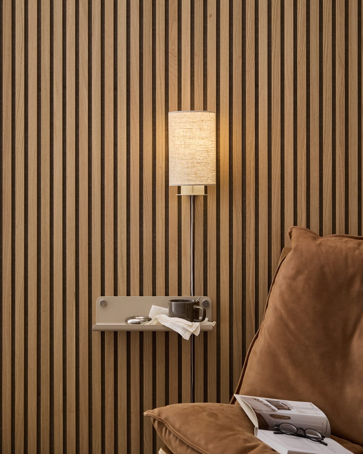 Akustik MDF Daraqlı Panel-Teak2 50sm